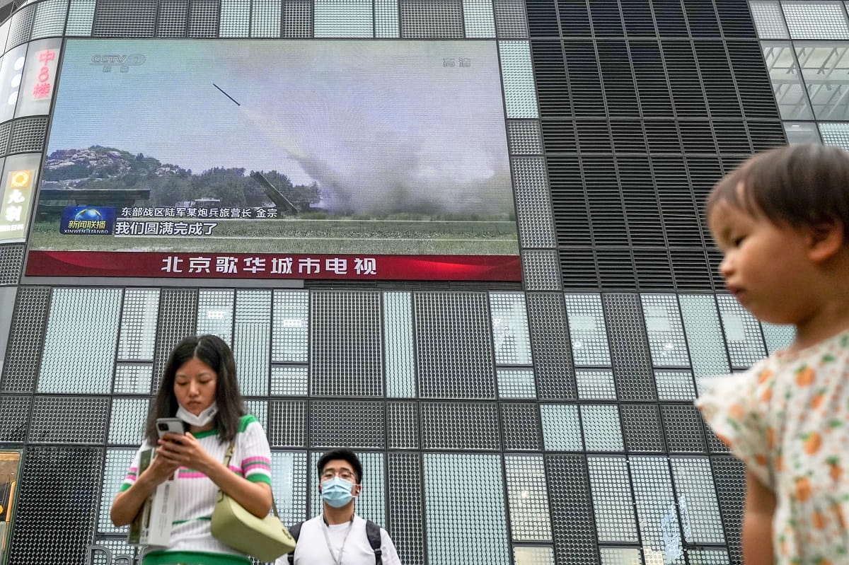 Beijing missile launch on TV